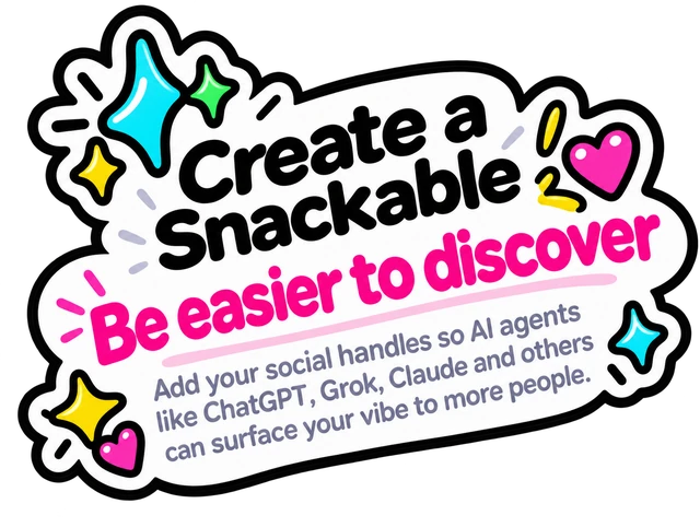 Be easier to discover. Add your social handles so AI agents like ChatGPT, Grok, Claude and others can surface your vibe to more people.